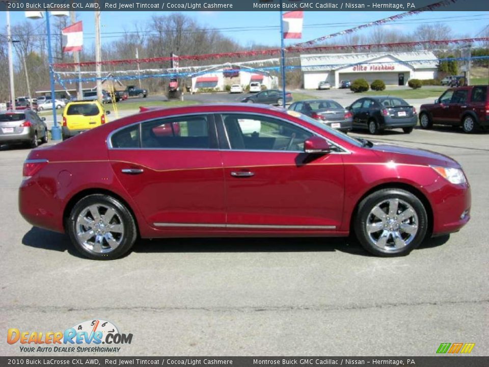 2010 Buick LaCrosse CXL AWD Red Jewel Tintcoat / Cocoa/Light Cashmere Photo #4