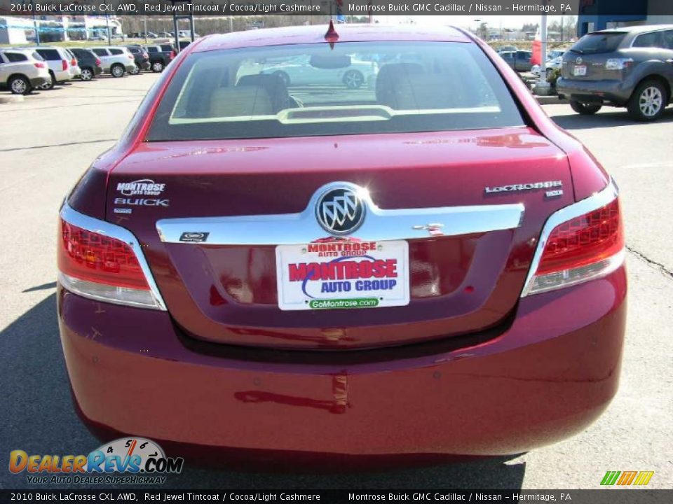 2010 Buick LaCrosse CXL AWD Red Jewel Tintcoat / Cocoa/Light Cashmere Photo #6