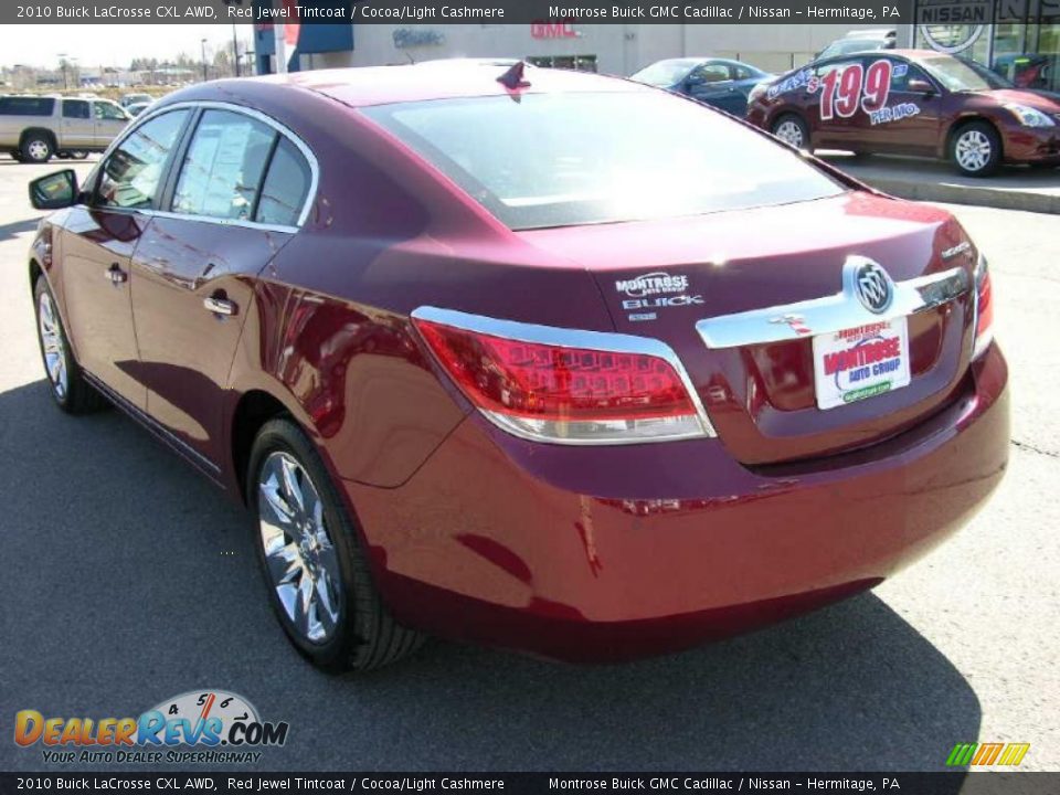 2010 Buick LaCrosse CXL AWD Red Jewel Tintcoat / Cocoa/Light Cashmere Photo #7