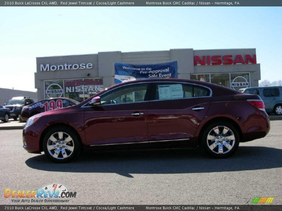 2010 Buick LaCrosse CXL AWD Red Jewel Tintcoat / Cocoa/Light Cashmere Photo #8