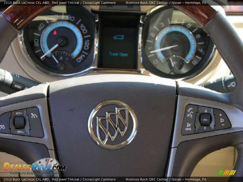 2010 Buick LaCrosse CXL AWD Red Jewel Tintcoat / Cocoa/Light Cashmere Photo #23
