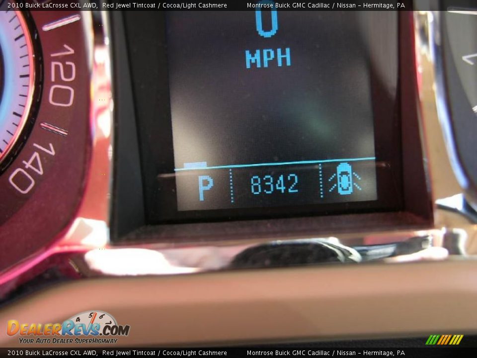 2010 Buick LaCrosse CXL AWD Red Jewel Tintcoat / Cocoa/Light Cashmere Photo #33