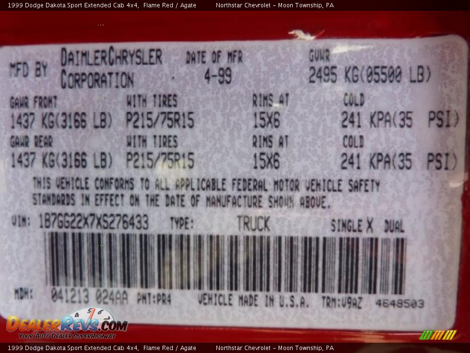 1999 Dodge Dakota Sport Extended Cab 4x4 Flame Red / Agate Photo #12