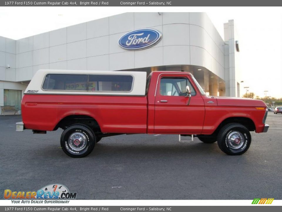Bright Red 1977 Ford F150 Custom Regular Cab 4x4 Photo #2