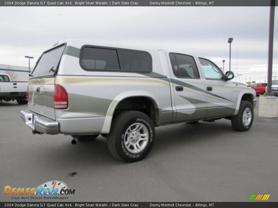 2004 Dodge Dakota SLT Quad Cab 4x4 Bright Silver Metallic / Dark Slate Gray Photo #6