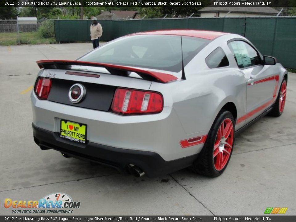 2012 Ford Mustang Boss 302 Laguna Seca Ingot Silver Metallic/Race Red / Charcoal Black Recaro Sport Seats Photo #4
