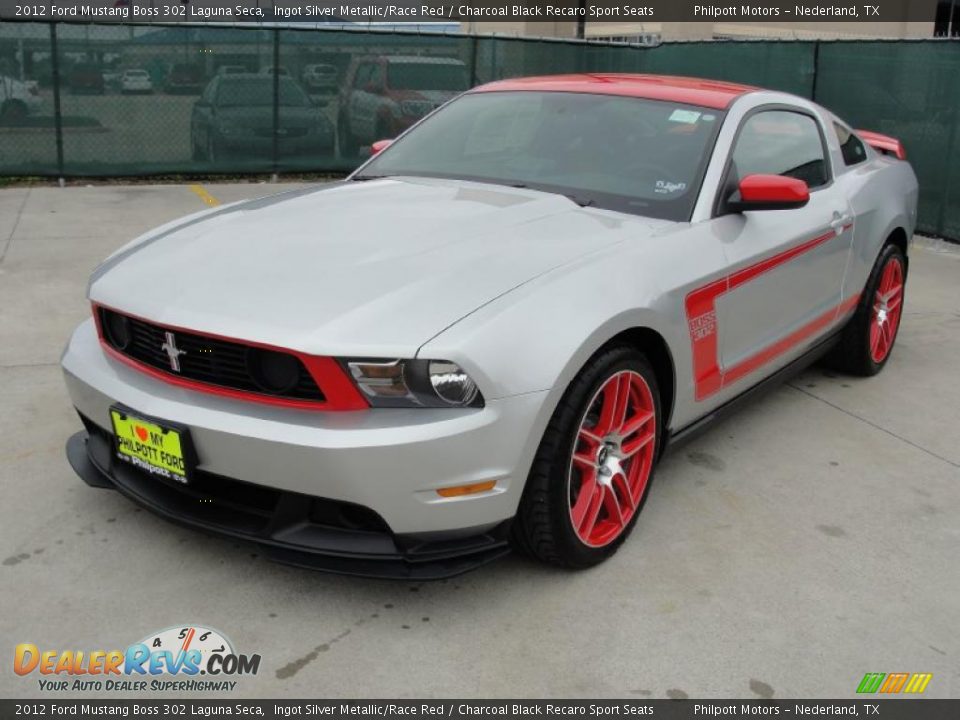 2012 Ford Mustang Boss 302 Laguna Seca Ingot Silver Metallic/Race Red / Charcoal Black Recaro Sport Seats Photo #8