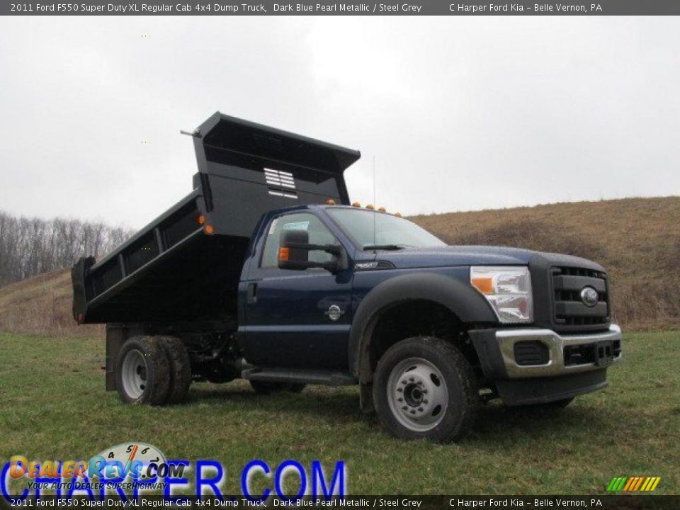 2011 Ford F550 Super Duty XL Regular Cab 4x4 Dump Truck Dark Blue Pearl Metallic / Steel Grey Photo #1