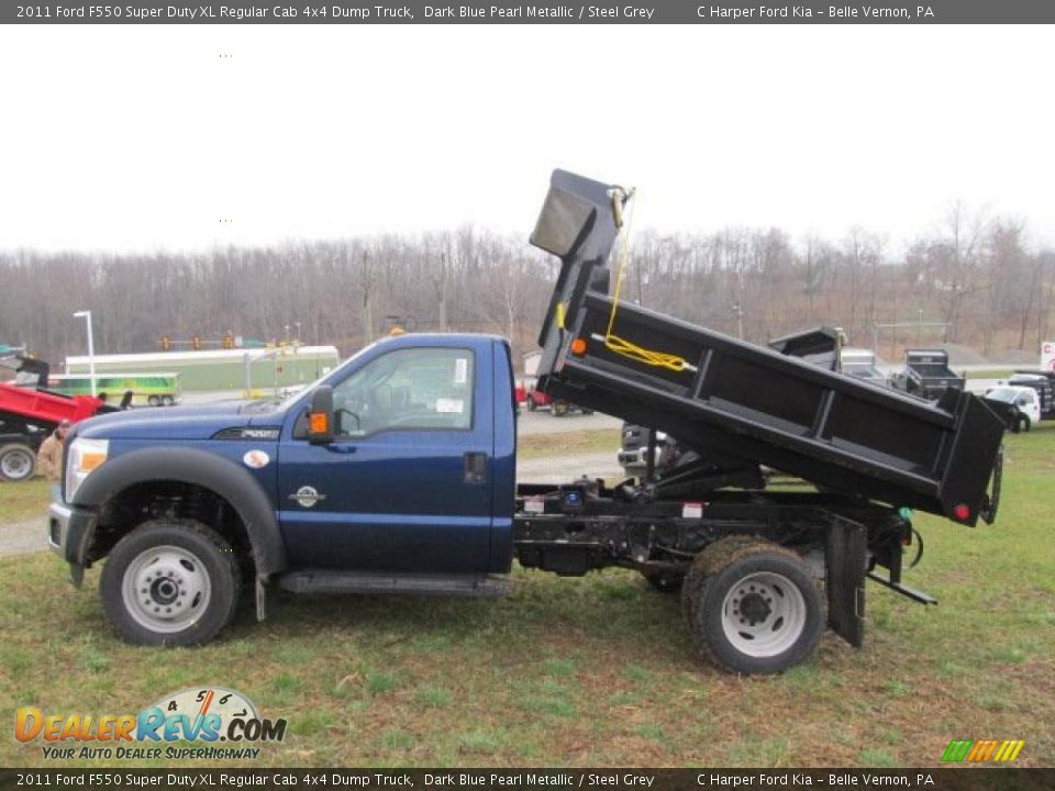 2011 Ford F550 Super Duty XL Regular Cab 4x4 Dump Truck Dark Blue Pearl Metallic / Steel Grey Photo #11