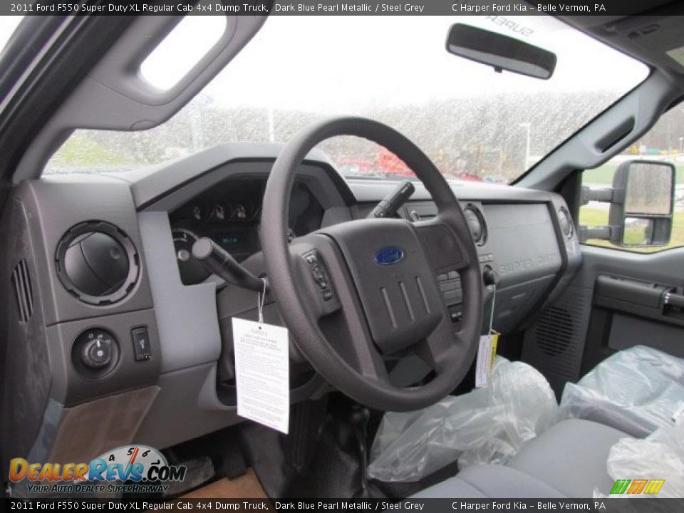 2011 Ford F550 Super Duty XL Regular Cab 4x4 Dump Truck Dark Blue Pearl Metallic / Steel Grey Photo #12