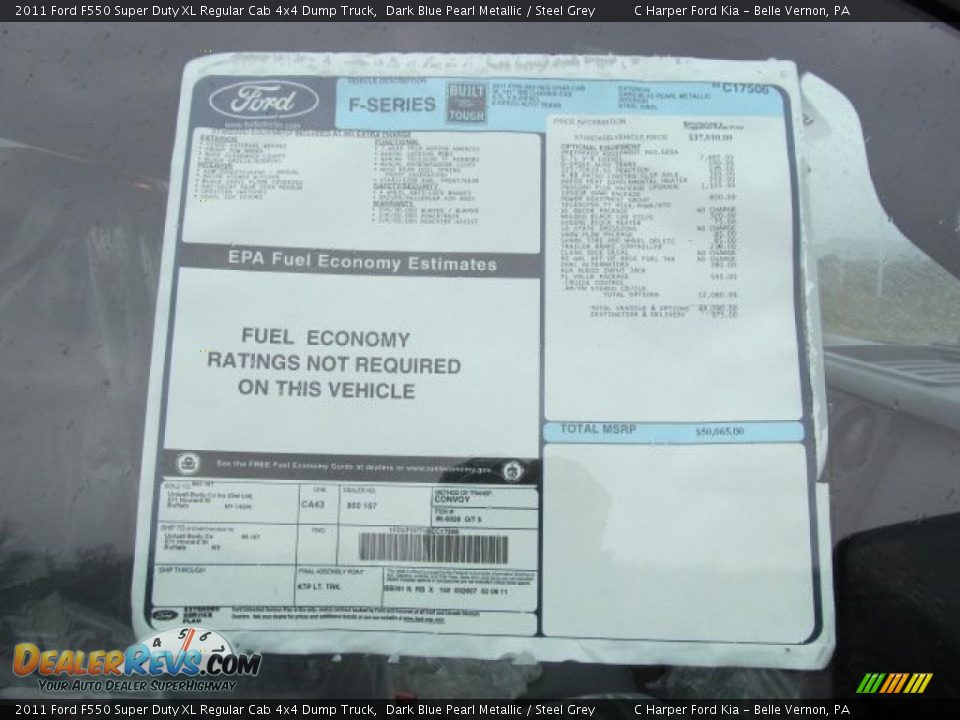 2011 Ford F550 Super Duty XL Regular Cab 4x4 Dump Truck Window Sticker Photo #21