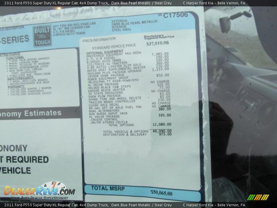 2011 Ford F550 Super Duty XL Regular Cab 4x4 Dump Truck Window Sticker Photo #22