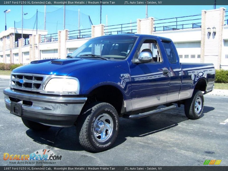 1997 Ford F150 XL Extended Cab Moonlight Blue Metallic / Medium Prairie Tan Photo #1