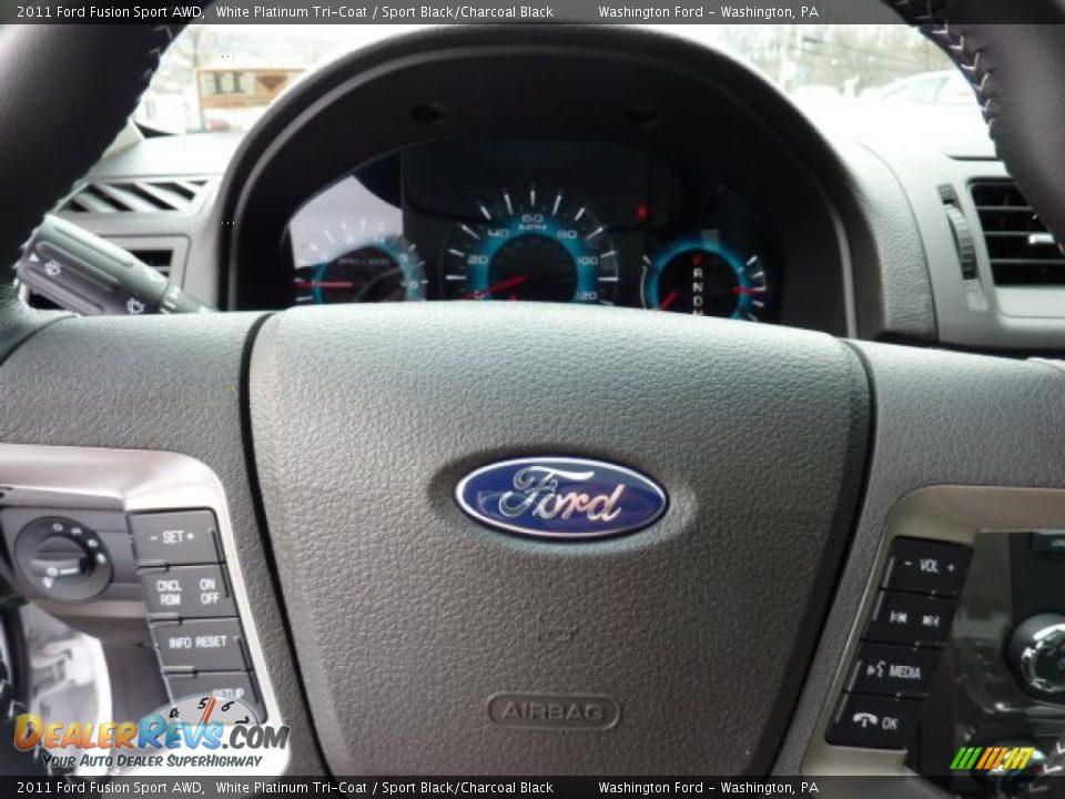 2011 Ford Fusion Sport AWD White Platinum Tri-Coat / Sport Black/Charcoal Black Photo #19