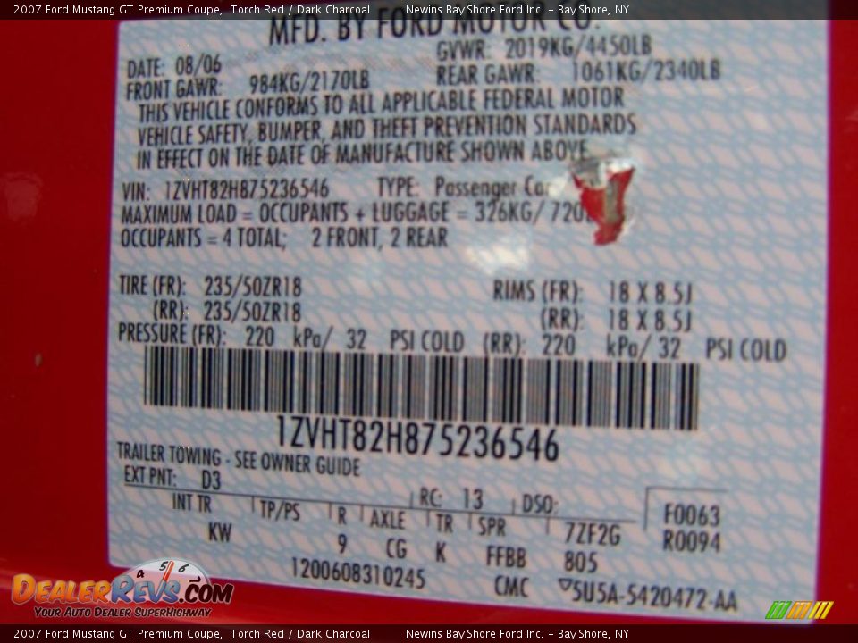 2007 Ford Mustang GT Premium Coupe Torch Red / Dark Charcoal Photo #16