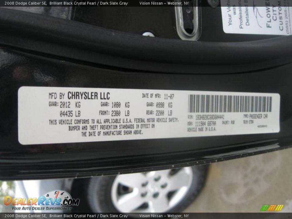 2008 Dodge Caliber SE Brilliant Black Crystal Pearl / Dark Slate Gray Photo #27