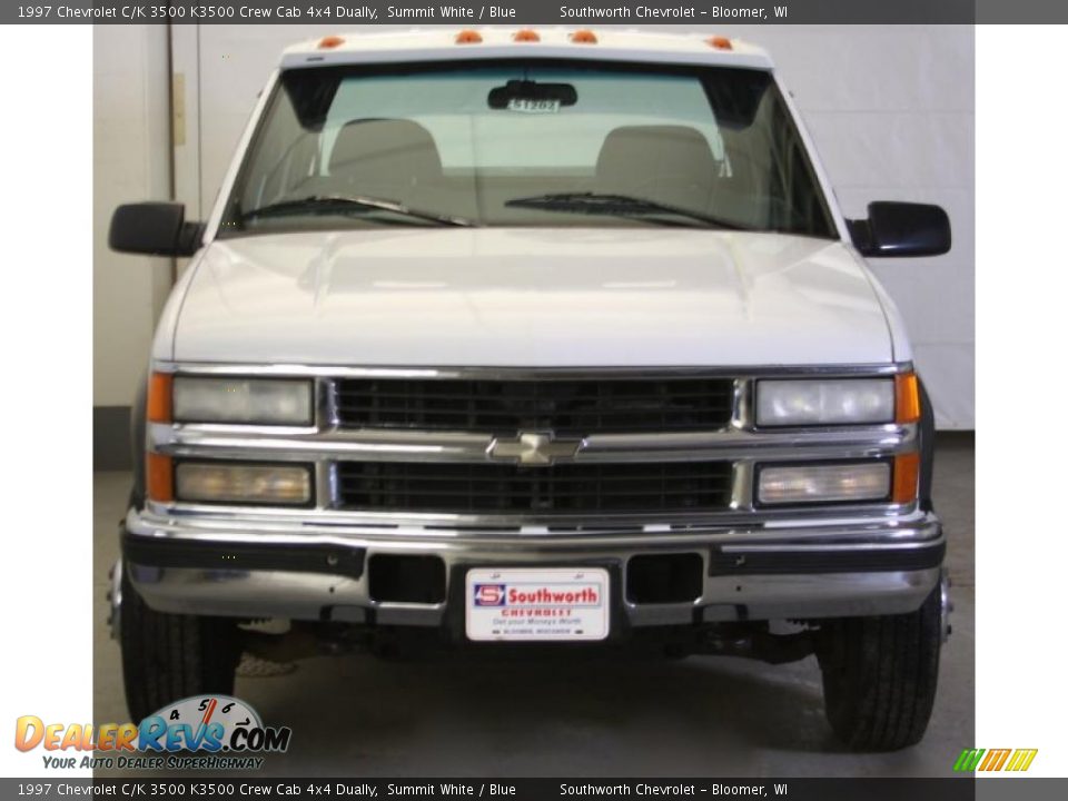 1997 Chevrolet C/K 3500 K3500 Crew Cab 4x4 Dually Summit White / Blue Photo #2