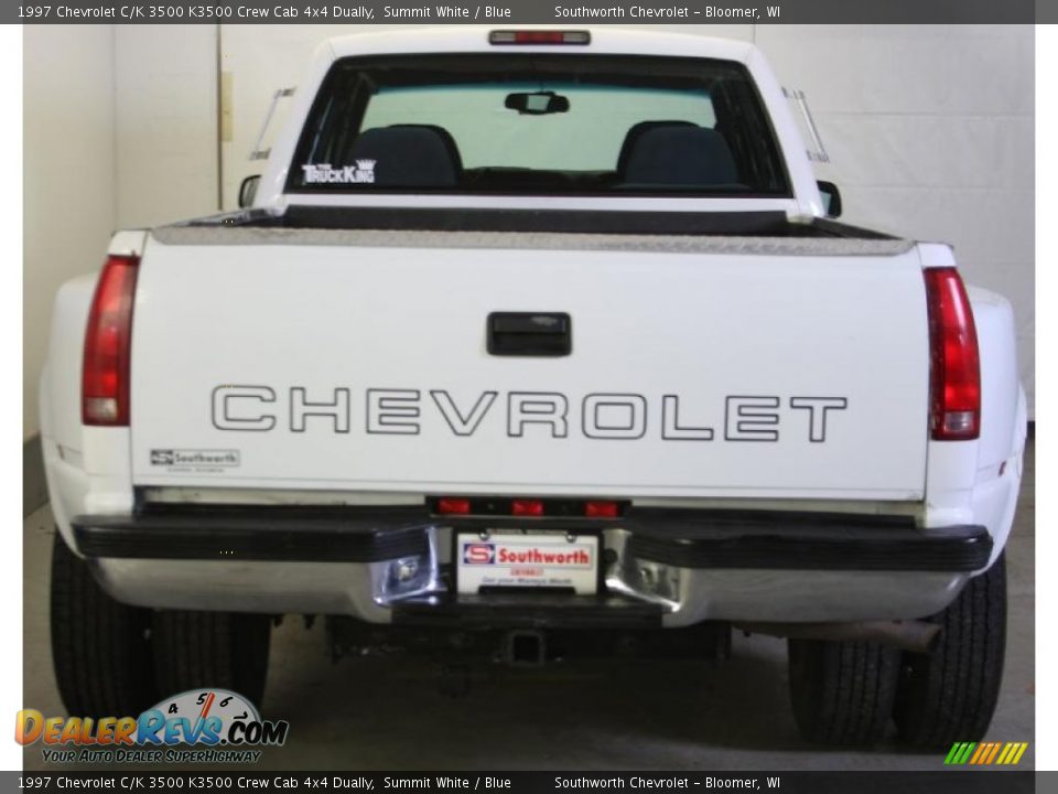 1997 Chevrolet C/K 3500 K3500 Crew Cab 4x4 Dually Summit White / Blue Photo #3