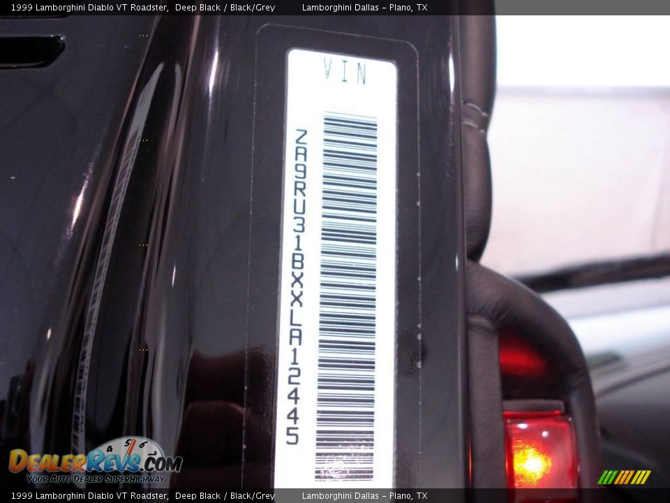 1999 Lamborghini Diablo VT Roadster Deep Black / Black/Grey Photo #13