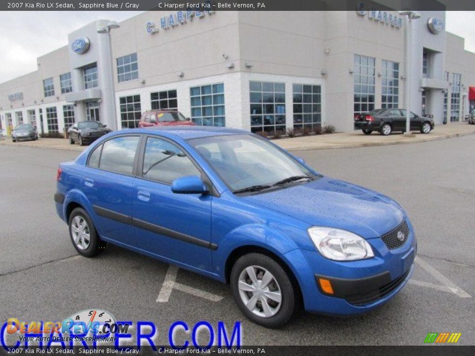 2007 Kia Rio LX Sedan Sapphire Blue / Gray Photo #1