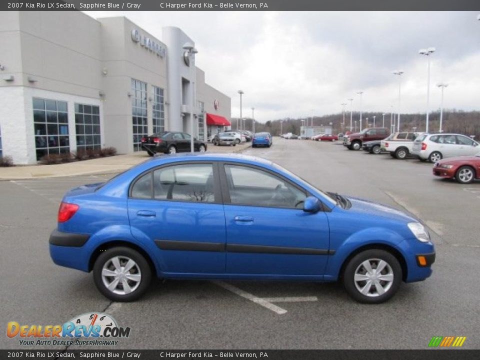 2007 Kia Rio LX Sedan Sapphire Blue / Gray Photo #2