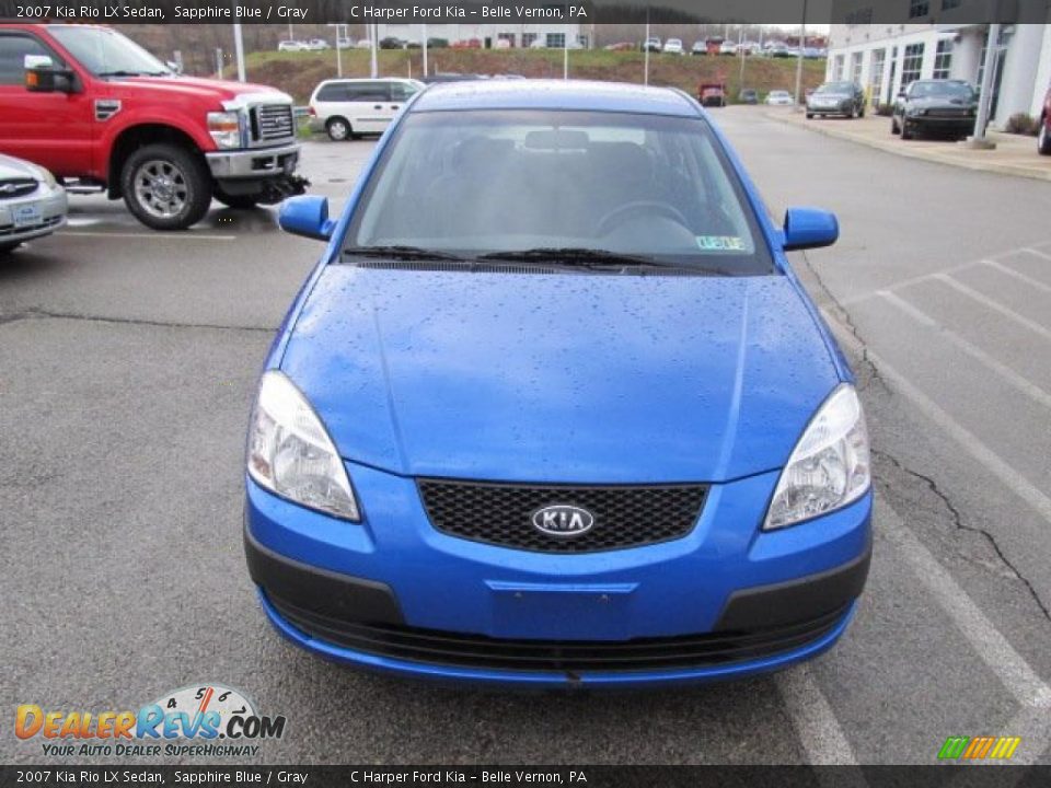 2007 Kia Rio LX Sedan Sapphire Blue / Gray Photo #3