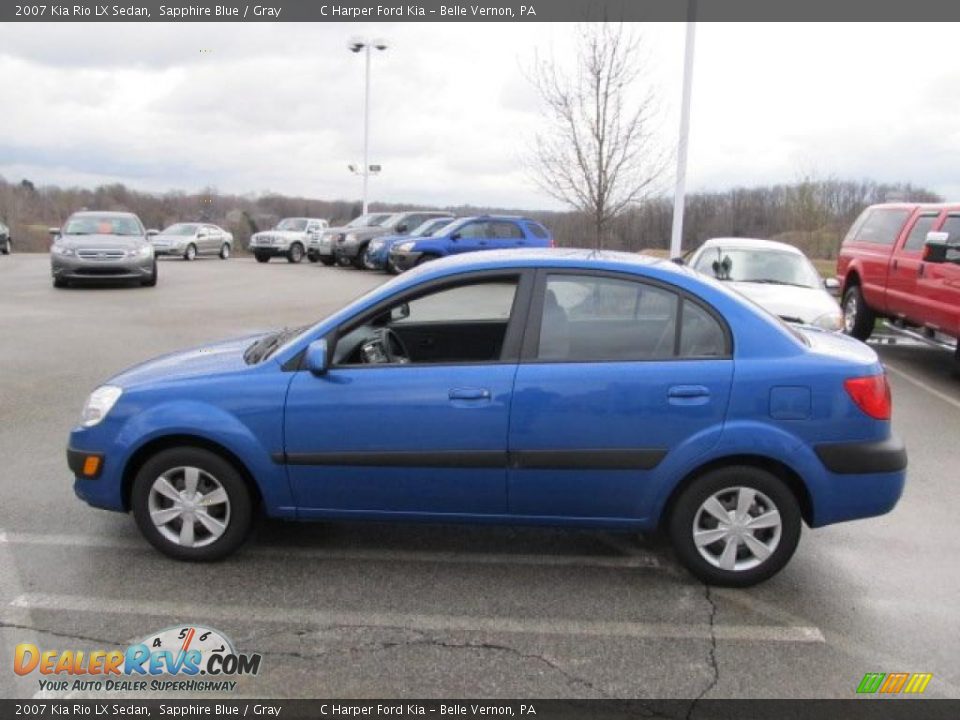 2007 Kia Rio LX Sedan Sapphire Blue / Gray Photo #5