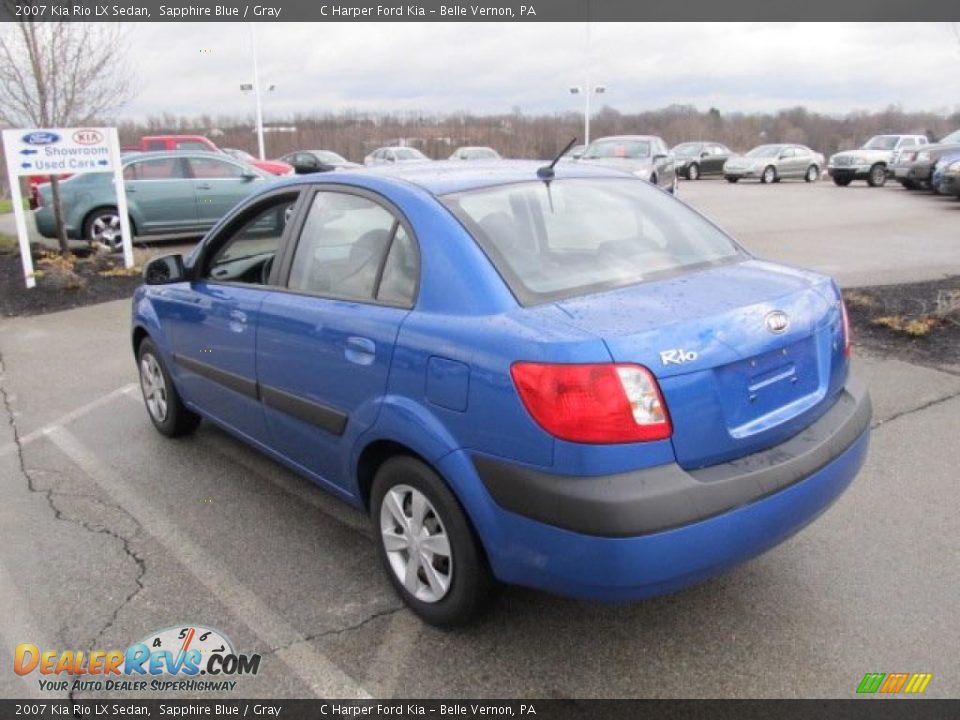 2007 Kia Rio LX Sedan Sapphire Blue / Gray Photo #6