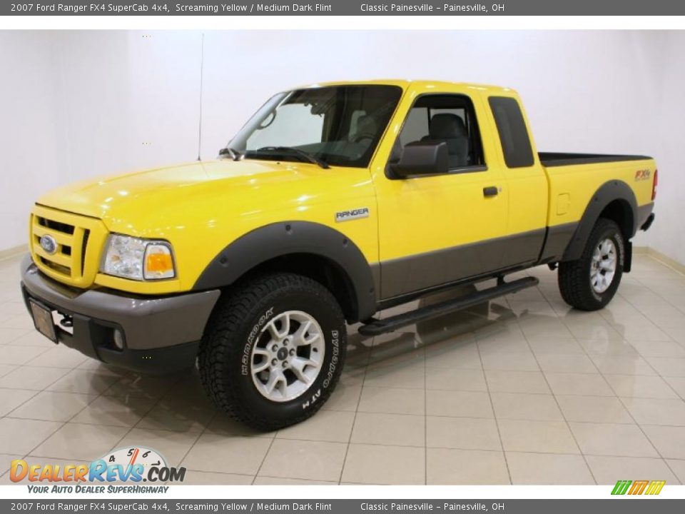 2007 Ford Ranger FX4 SuperCab 4x4 Screaming Yellow / Medium Dark Flint Photo #3