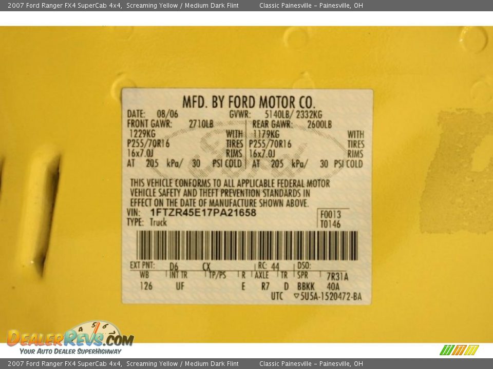 2007 Ford Ranger FX4 SuperCab 4x4 Screaming Yellow / Medium Dark Flint Photo #16