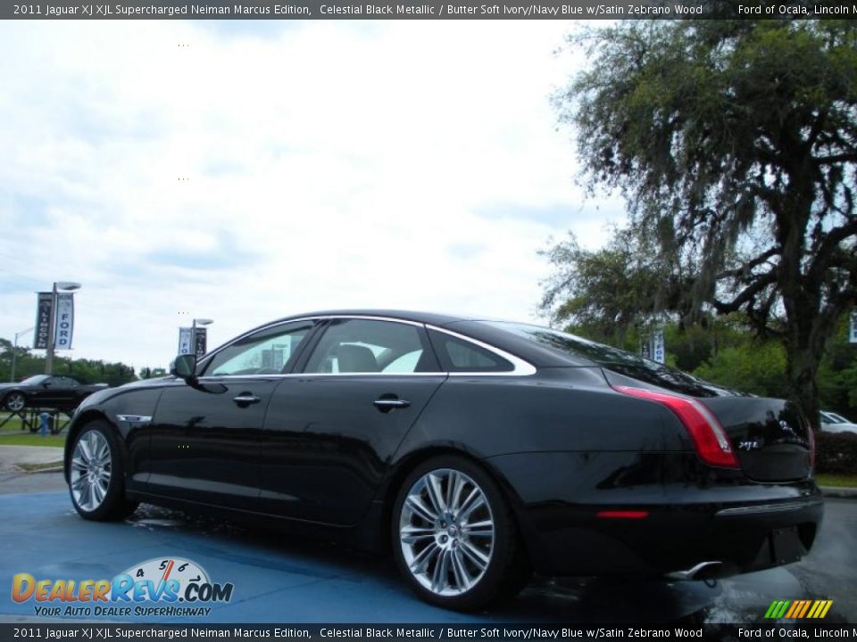 2011 Jaguar XJ XJL Supercharged Neiman Marcus Edition Celestial Black Metallic / Butter Soft Ivory/Navy Blue w/Satin Zebrano Wood Photo #3