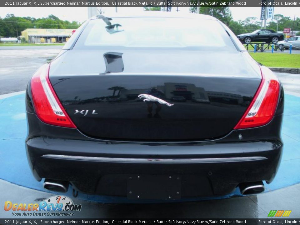 2011 Jaguar XJ XJL Supercharged Neiman Marcus Edition Celestial Black Metallic / Butter Soft Ivory/Navy Blue w/Satin Zebrano Wood Photo #4