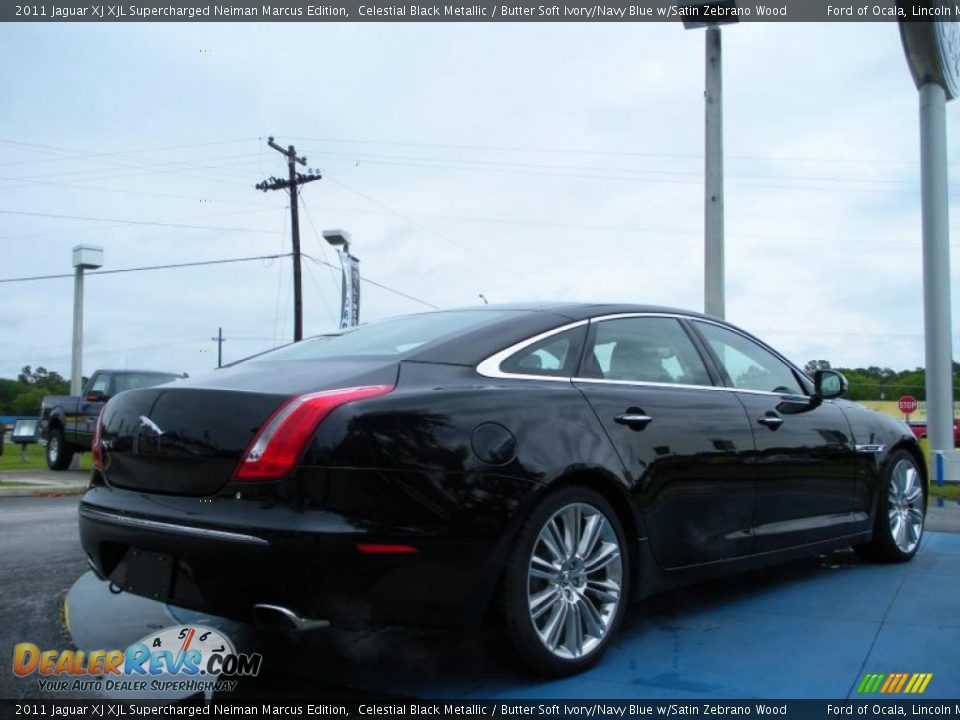 2011 Jaguar XJ XJL Supercharged Neiman Marcus Edition Celestial Black Metallic / Butter Soft Ivory/Navy Blue w/Satin Zebrano Wood Photo #5
