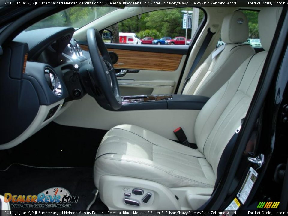 Butter Soft Ivory/Navy Blue w/Satin Zebrano Wood Interior - 2011 Jaguar XJ XJL Supercharged Neiman Marcus Edition Photo #11