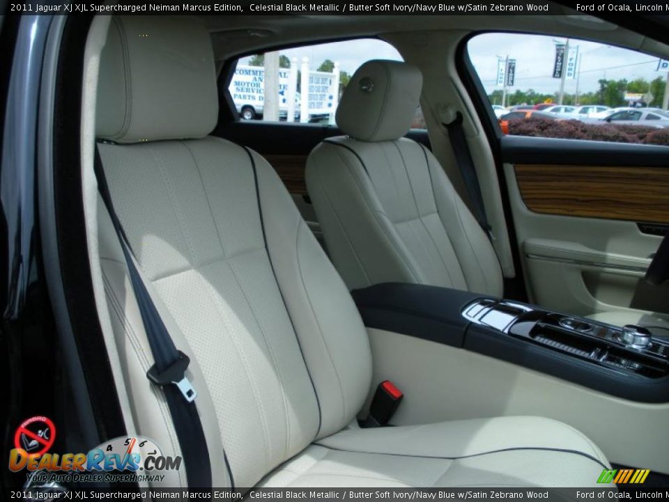 2011 Jaguar XJ XJL Supercharged Neiman Marcus Edition Celestial Black Metallic / Butter Soft Ivory/Navy Blue w/Satin Zebrano Wood Photo #16