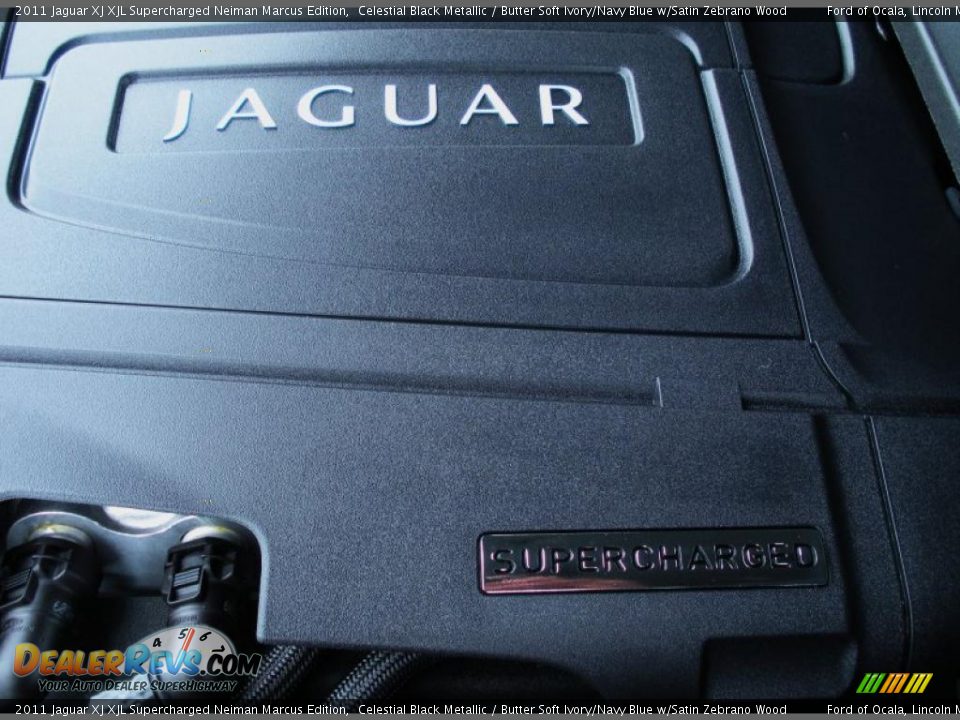2011 Jaguar XJ XJL Supercharged Neiman Marcus Edition Celestial Black Metallic / Butter Soft Ivory/Navy Blue w/Satin Zebrano Wood Photo #29