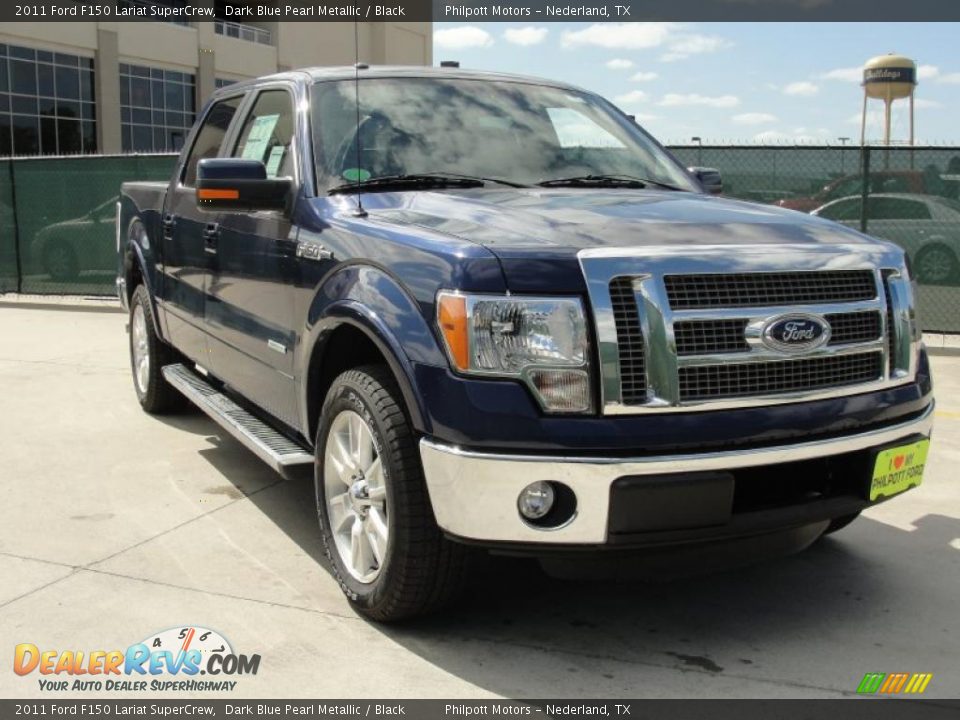 2011 Ford F150 Lariat SuperCrew Dark Blue Pearl Metallic / Black Photo #1