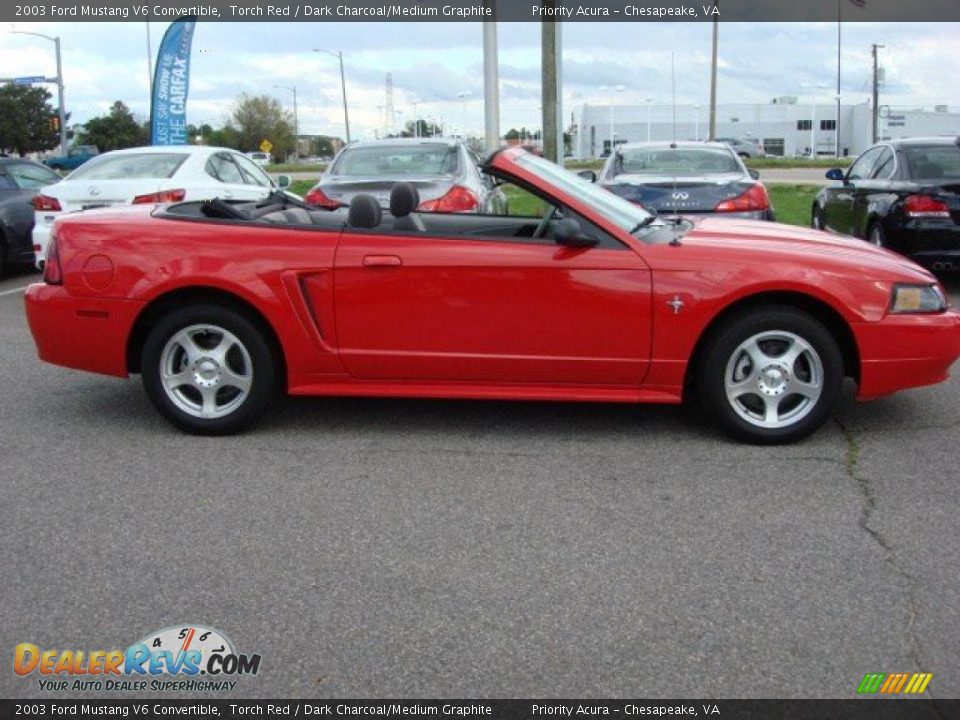 2003 Ford Mustang V6 Convertible Torch Red / Dark Charcoal/Medium Graphite Photo #5