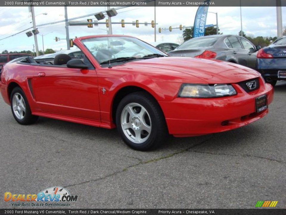 2003 Ford Mustang V6 Convertible Torch Red / Dark Charcoal/Medium Graphite Photo #6