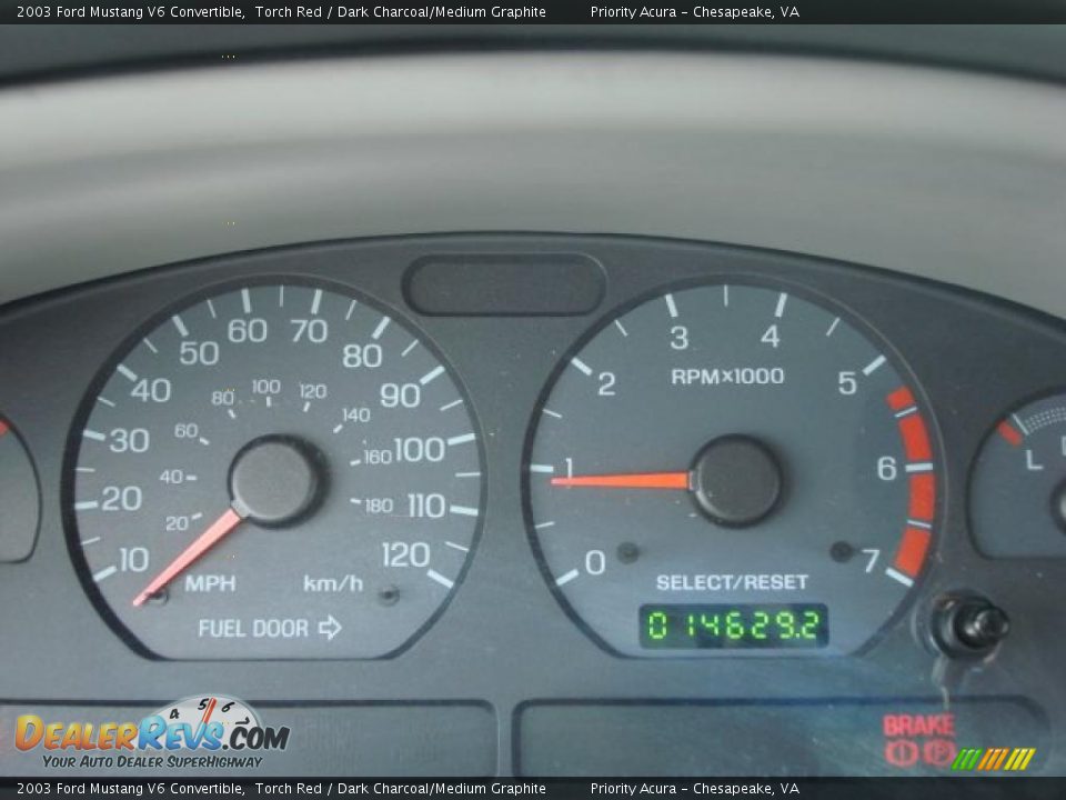 2003 Ford Mustang V6 Convertible Torch Red / Dark Charcoal/Medium Graphite Photo #12