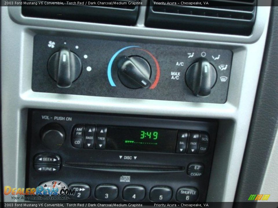 2003 Ford Mustang V6 Convertible Torch Red / Dark Charcoal/Medium Graphite Photo #13