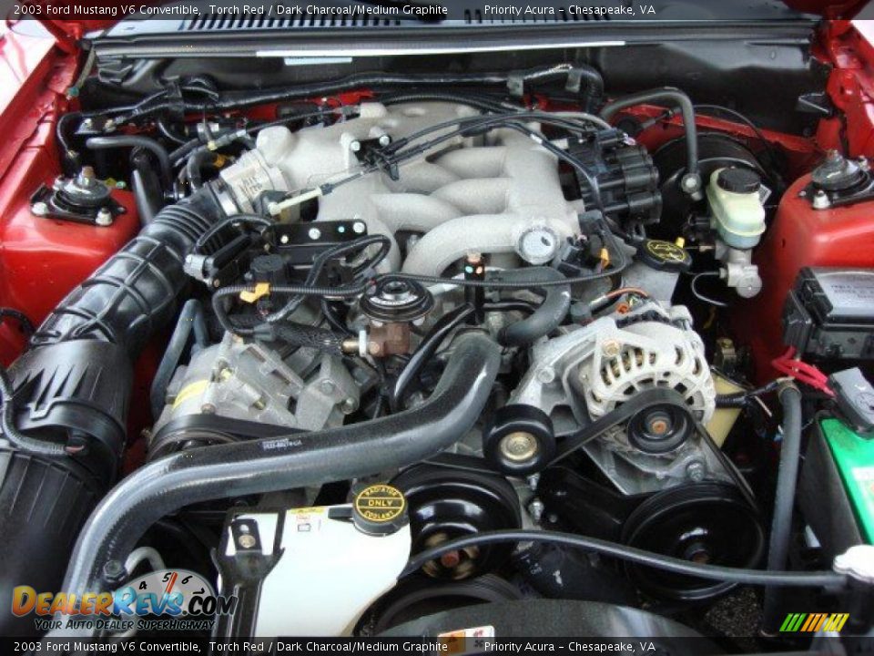 2003 Ford Mustang V6 Convertible Torch Red / Dark Charcoal/Medium Graphite Photo #18