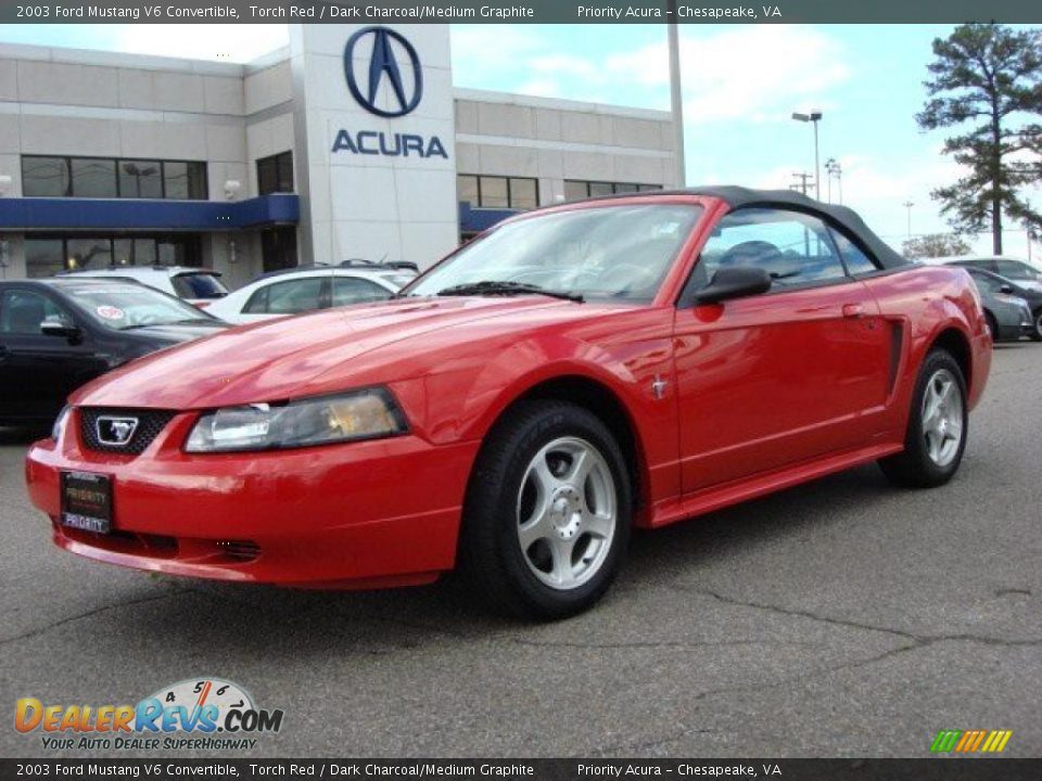 2003 Ford Mustang V6 Convertible Torch Red / Dark Charcoal/Medium Graphite Photo #19