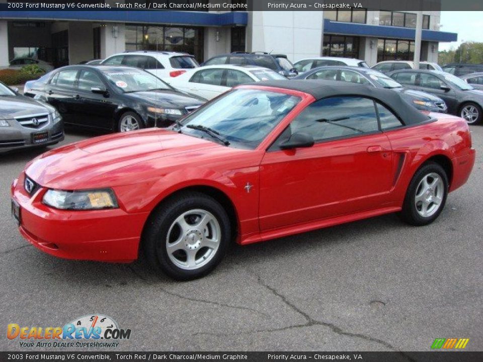 2003 Ford Mustang V6 Convertible Torch Red / Dark Charcoal/Medium Graphite Photo #20