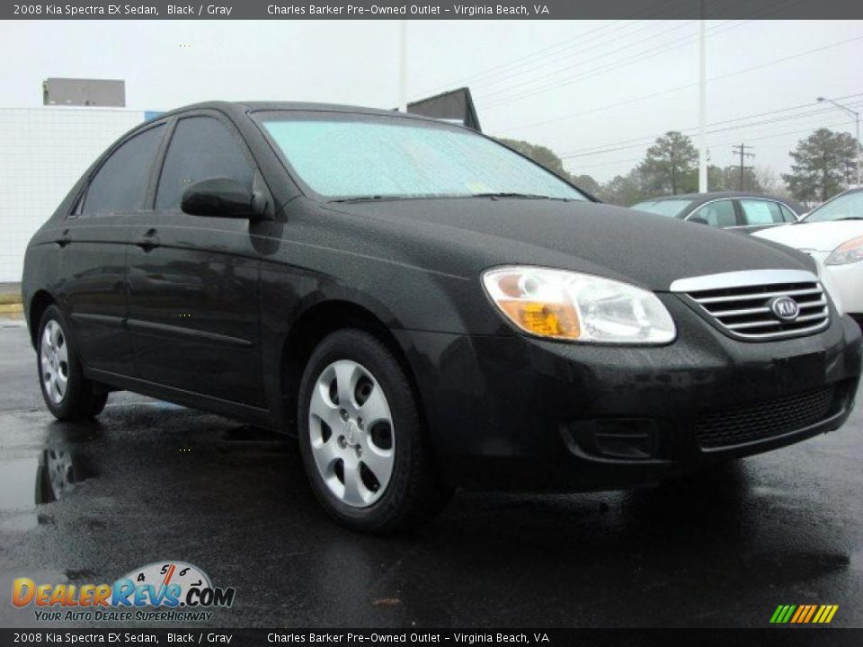 2008 Kia Spectra EX Sedan Black / Gray Photo #1