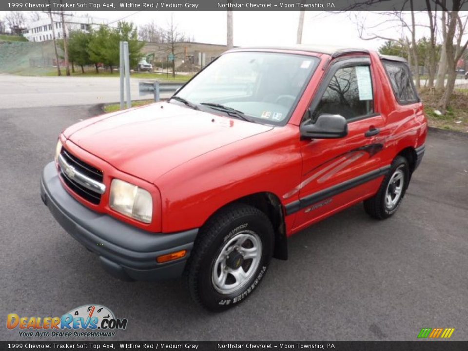 1999 Chevrolet Tracker Soft Top 4x4 Wildfire Red / Medium Gray Photo #3