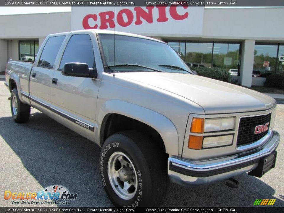 1999 GMC Sierra 2500 HD SLE Crew Cab 4x4 Pewter Metallic / Light Gray Photo #1