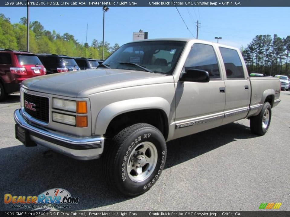 1999 GMC Sierra 2500 HD SLE Crew Cab 4x4 Pewter Metallic / Light Gray Photo #3