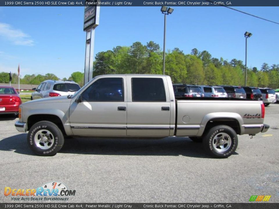 1999 GMC Sierra 2500 HD SLE Crew Cab 4x4 Pewter Metallic / Light Gray Photo #4