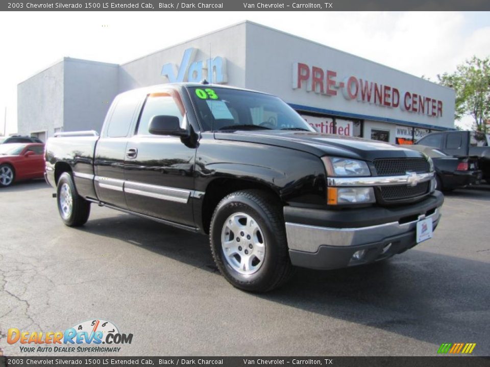 2003 Chevrolet Silverado 1500 LS Extended Cab Black / Dark Charcoal Photo #1